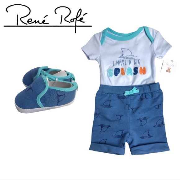 NWT White/Aqua 'I Made A Big Splash' Bodysuit Set - Picture 1 of 14